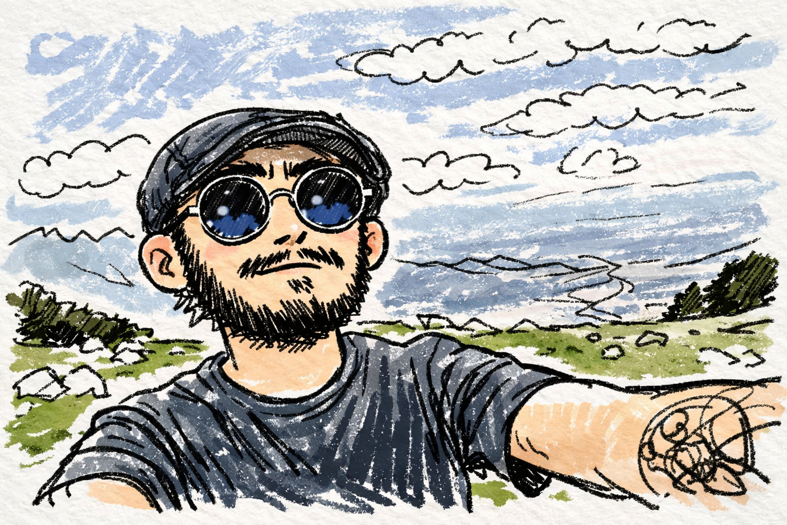 Illustrated portrait of Alejandro Emmanuel Ontivero